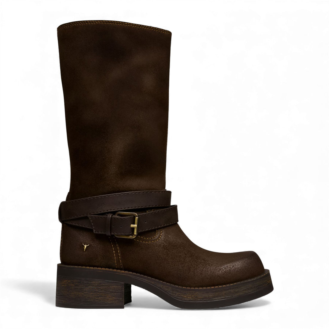 Windsorsmith Womens Brownie Suede Leather Mid-Calf High Western Riding Boots - Gotcha