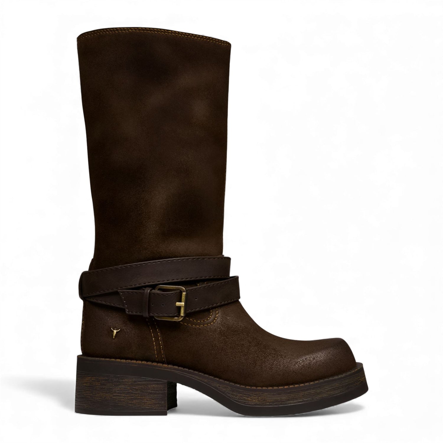 Windsorsmith Womens Brownie Suede Leather Mid-Calf High Western Riding Boots - Gotcha