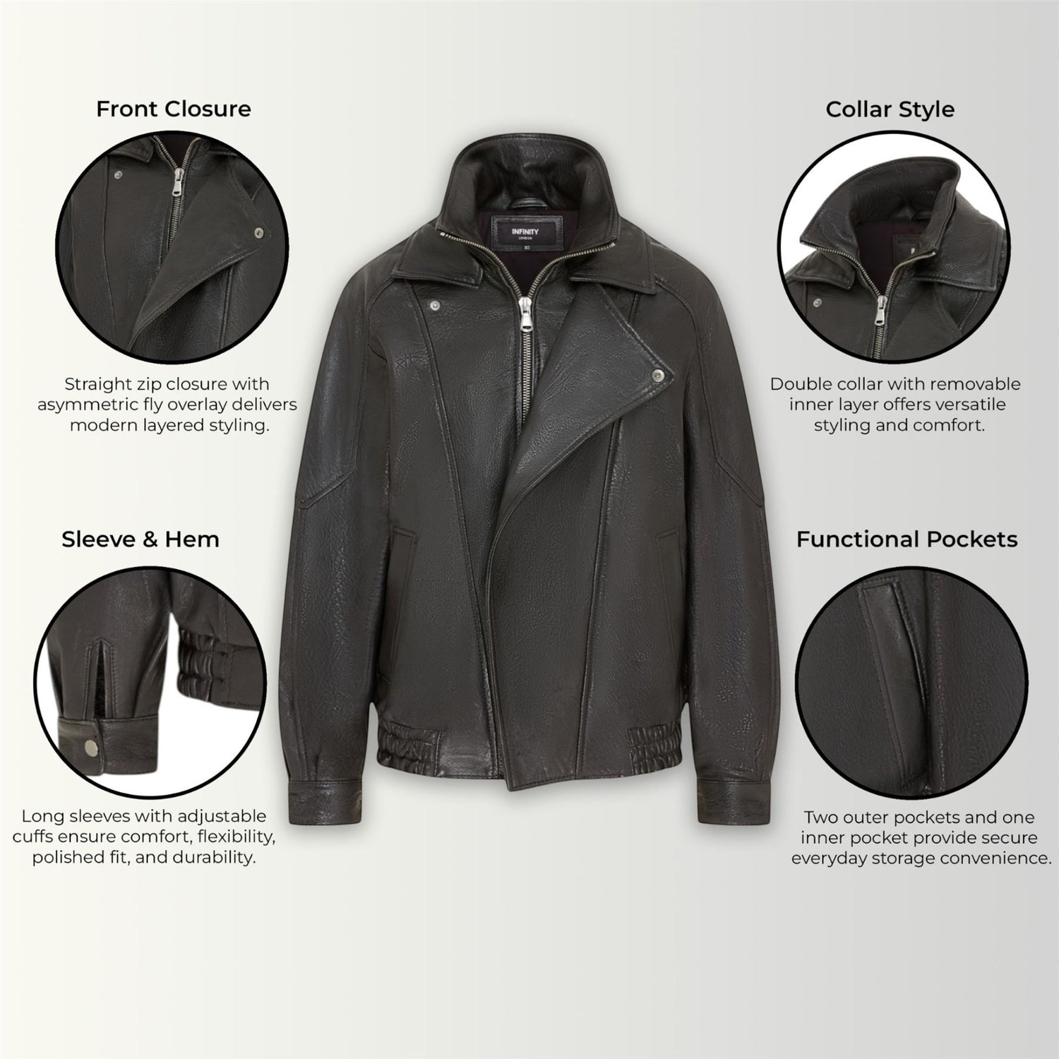 Mens Leather Biker Blouson Jacket - Bomber
