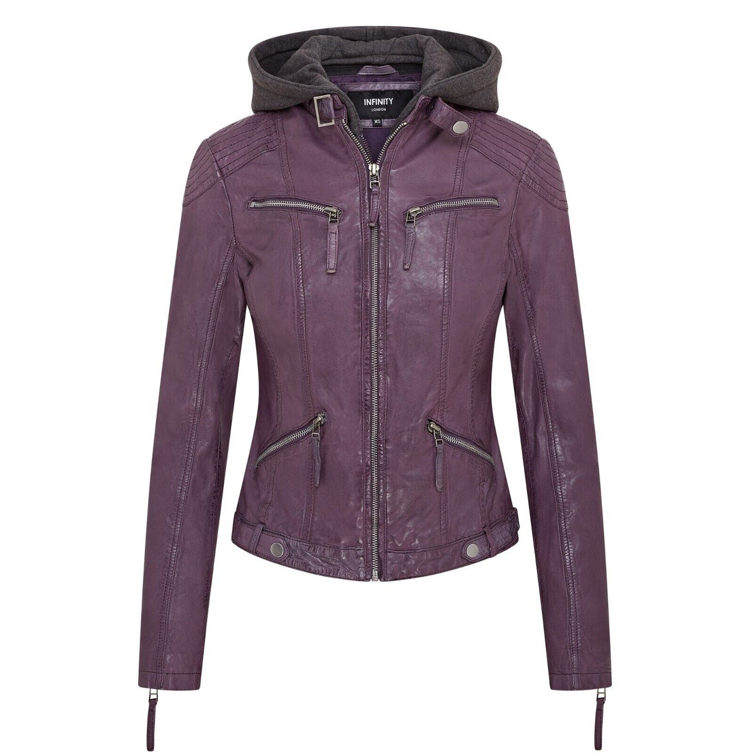 Womens Hooded Classic Biker Jacket - Wareham