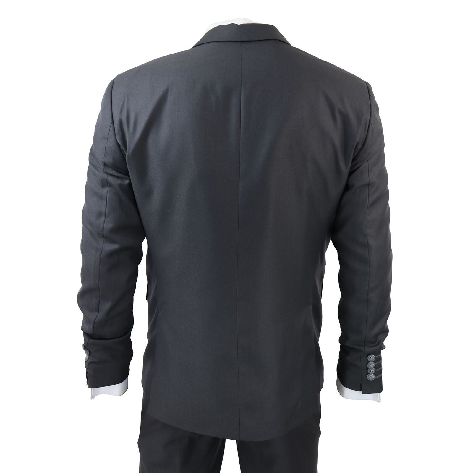 Mens IM1 Classic Plain Charcoal 3 Piece Suit - Upperclass Fashions 