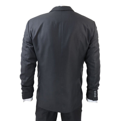 Mens IM1 Classic Plain Charcoal 3 Piece Suit - Upperclass Fashions 