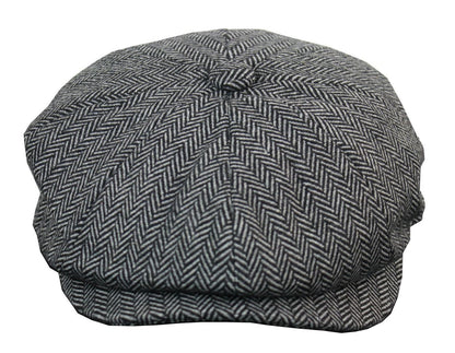 Mens Peaky Blinders Grey Tweed Gatsby Flat Baker Hat