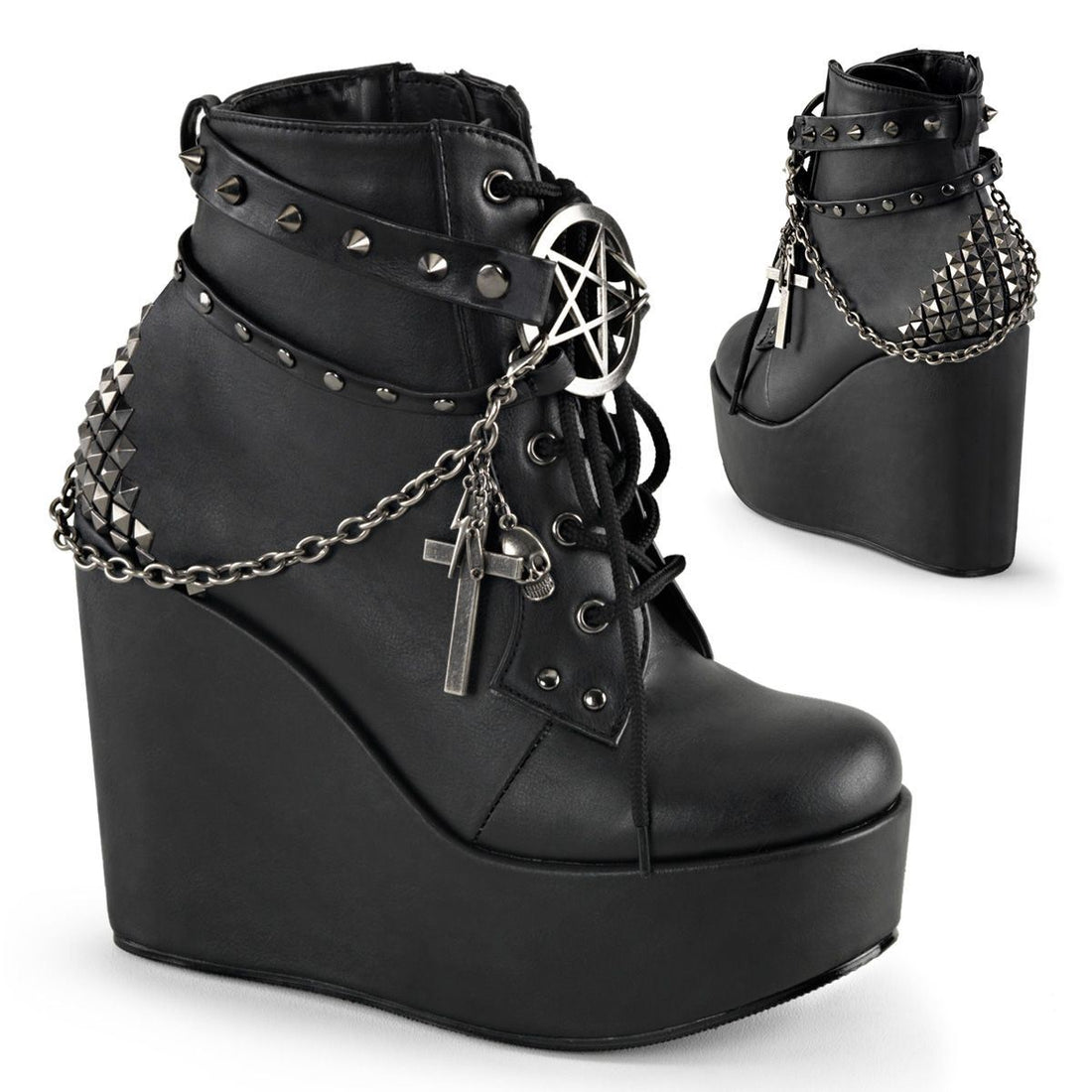 Demonia Poison 101 Black Vegan Leather Ankle Boots