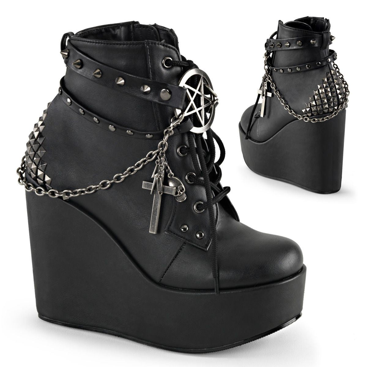 Demonia Poison 101 Black Vegan Leather Ankle Boots