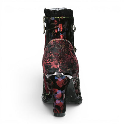 Laura Vita Floral Womens Victorian Red Leather Heel Ankle Boots - Alcbaneo-130