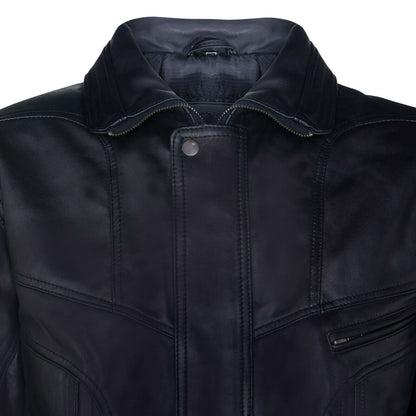 Mens Harrington Bomber Leather Jacket-Cheshunt - Upperclass Fashions 