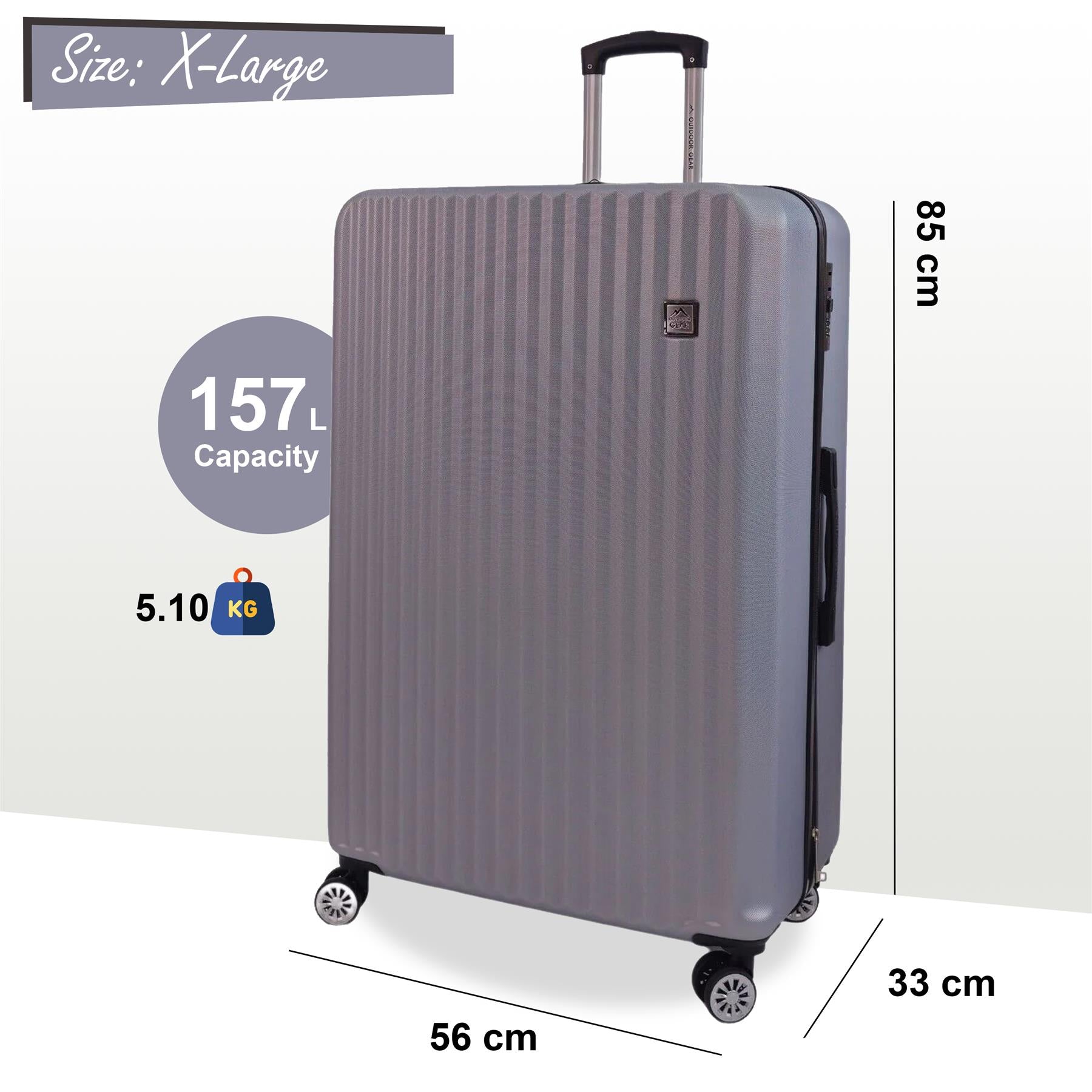 Albertville Extra Large Hard Shell Suitcase in Silver