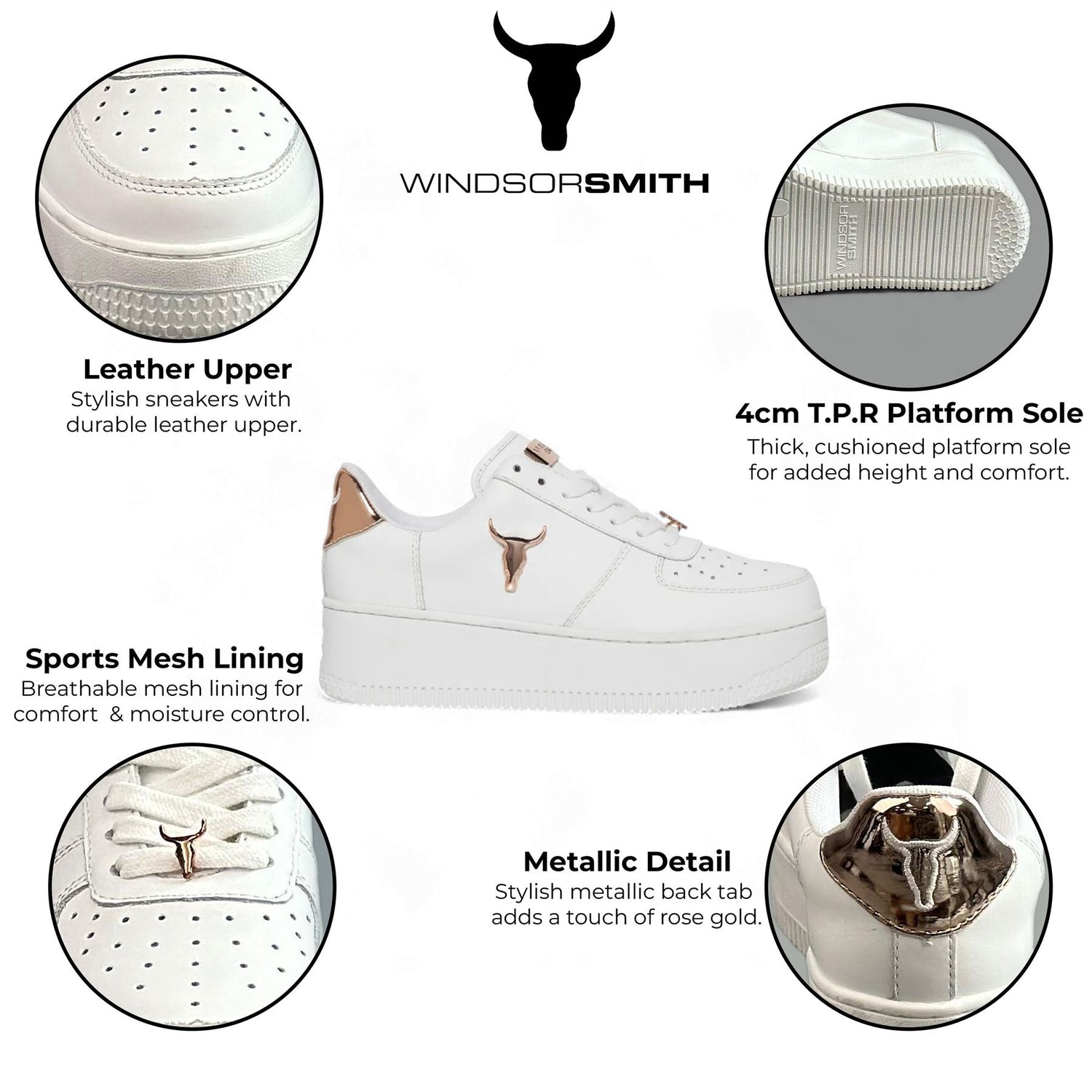 Windsorsmith White Chunky Leather Sneakers - Rich