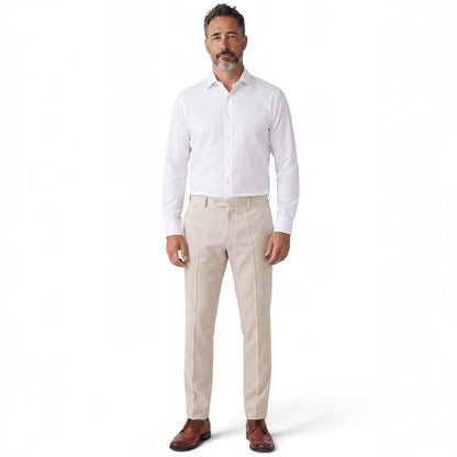 Mens Cream Check Tailored Trousers Formal Pants - Regent
