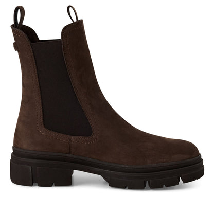 Tamaris Womens Mocca Brown Leather Classic High Pull-On Chelsea Ankle Boots
