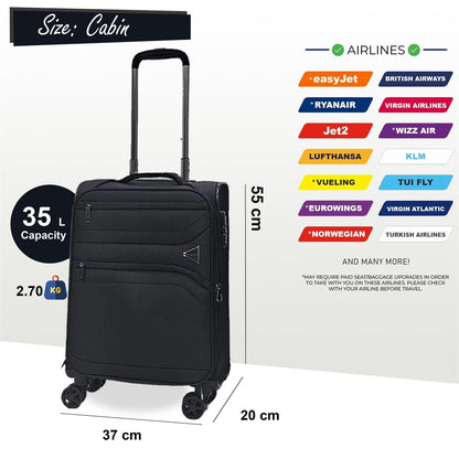 Lightweight Suitcases 8 Wheel Luggage Travel Cases Soft Holiday Bag