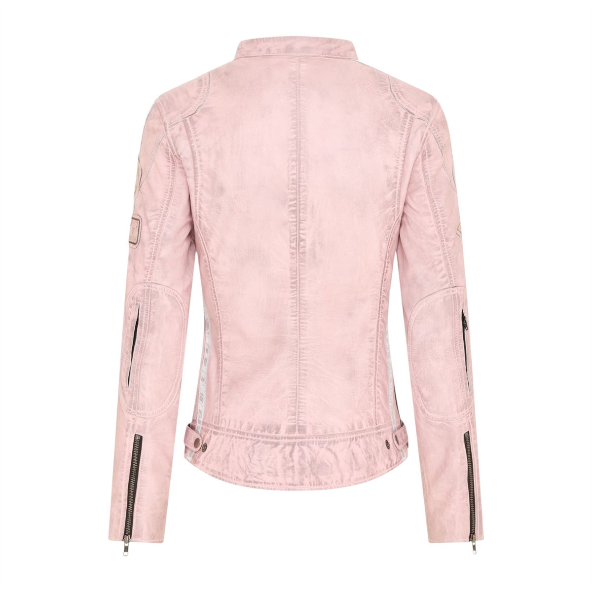 Womens Biker Racing Badges Leather Jacket-Eastleigh
