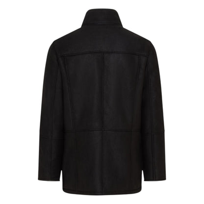 Mens Leather Funnel Neck Collar Coat Jacket - Thomas