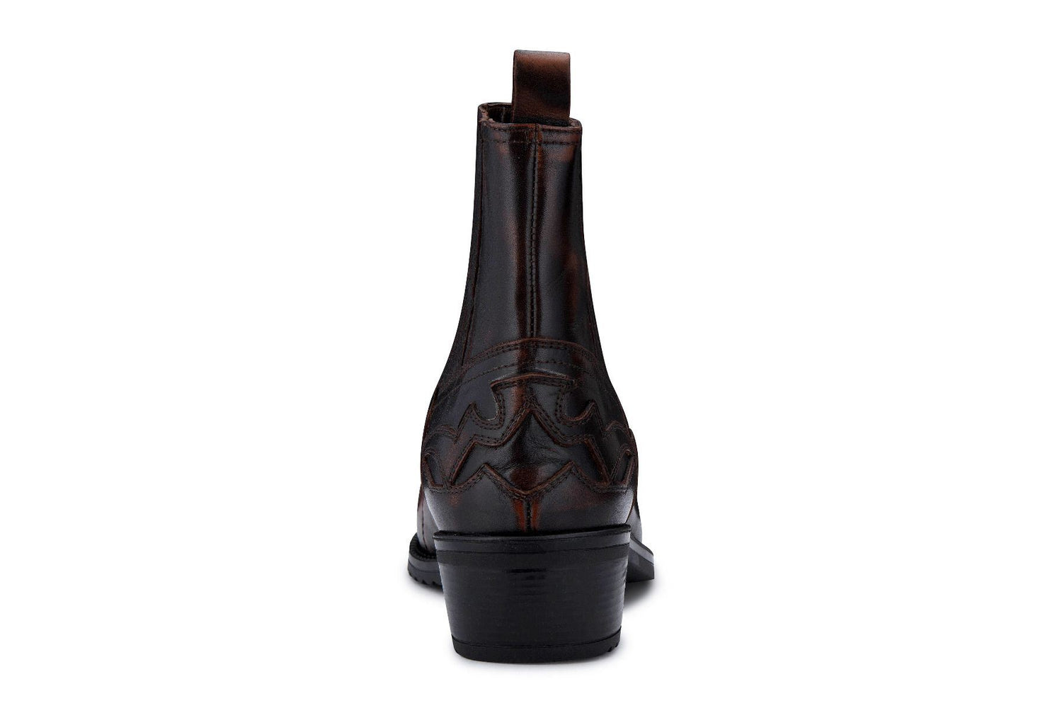 Mens Black/Brown Winklepicker Cowboy Ankle Boots