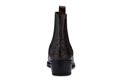 Mens Black/Brown Winklepicker Cowboy Ankle Boots