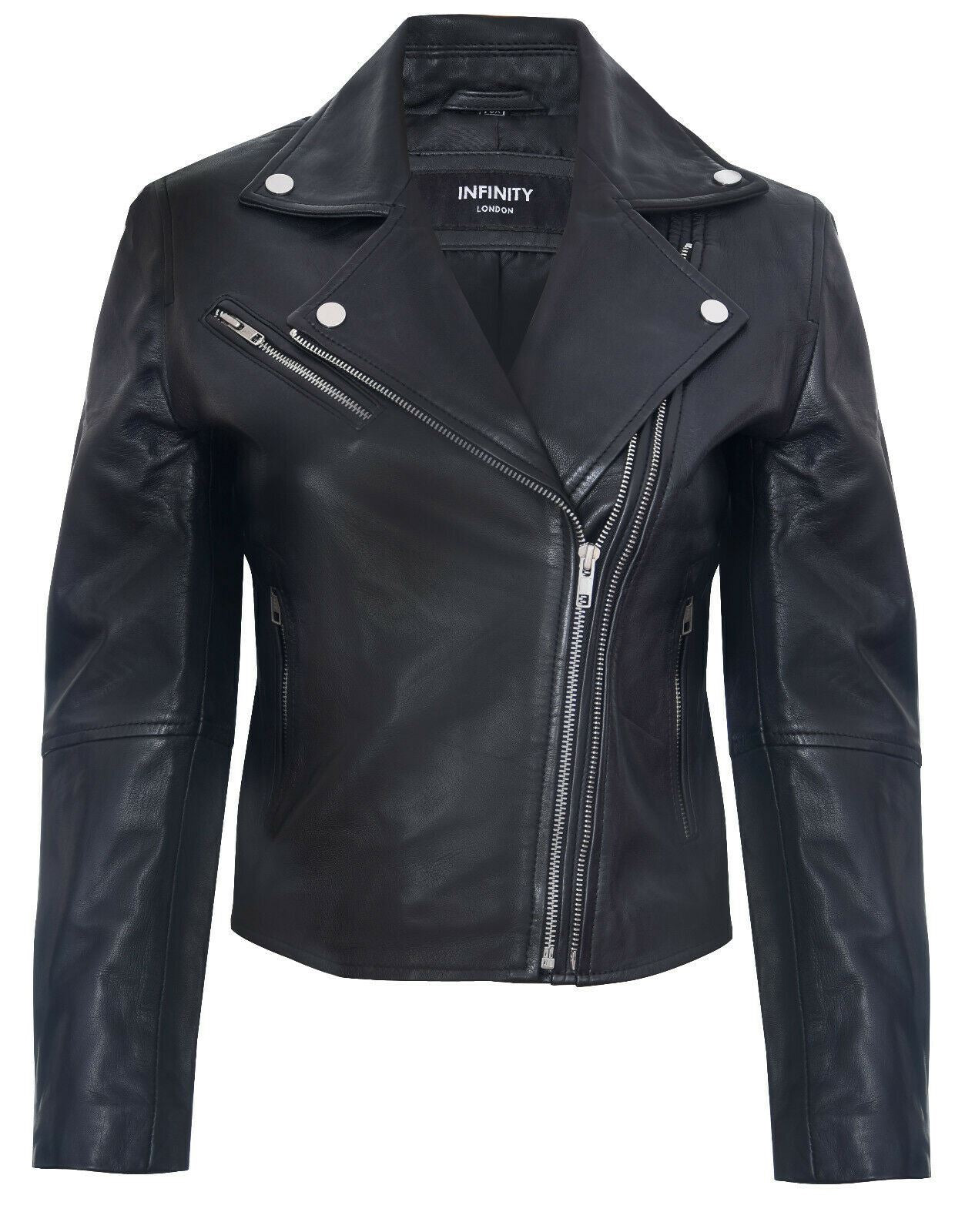 Womens Red Leather Retro Biker Jacket-Madeley