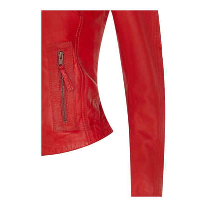 Womens Slim-Fit Leather Biker Jacket-Maldon