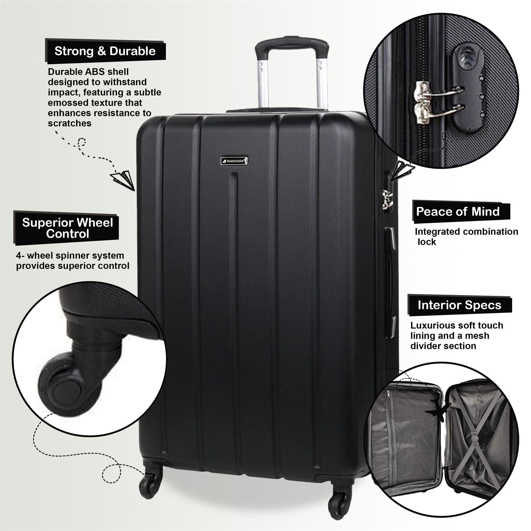 Castleberry Set of 3 Hard Shell Suitcase in Black