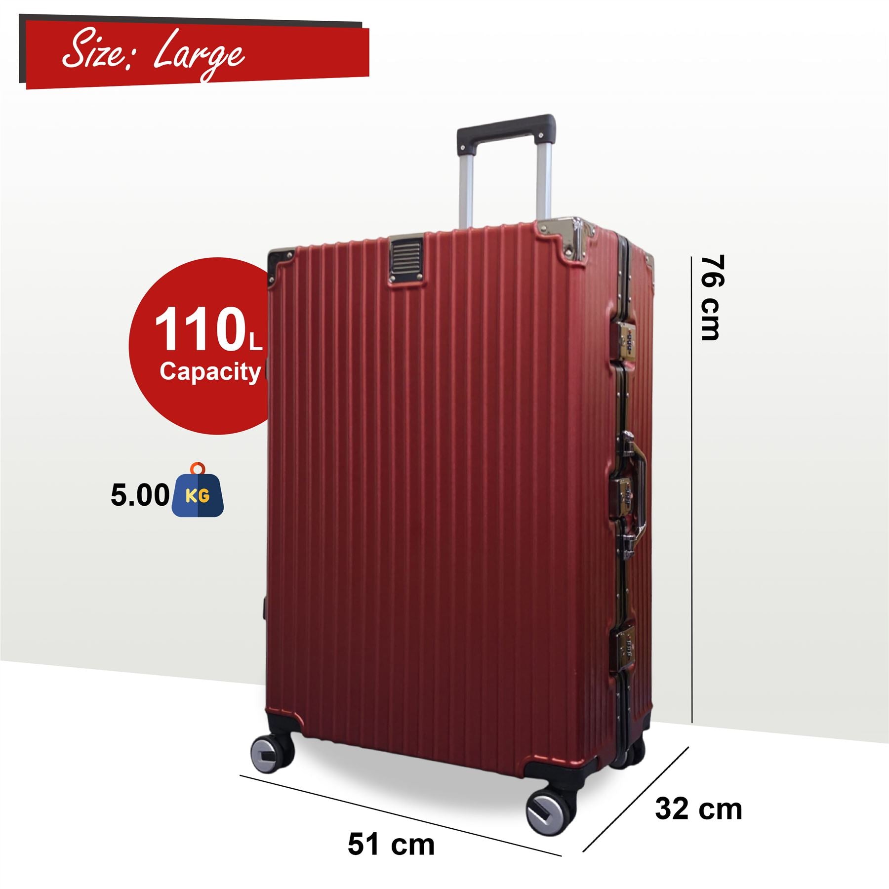Airdrie Large Hard Shell Suitcase in Red