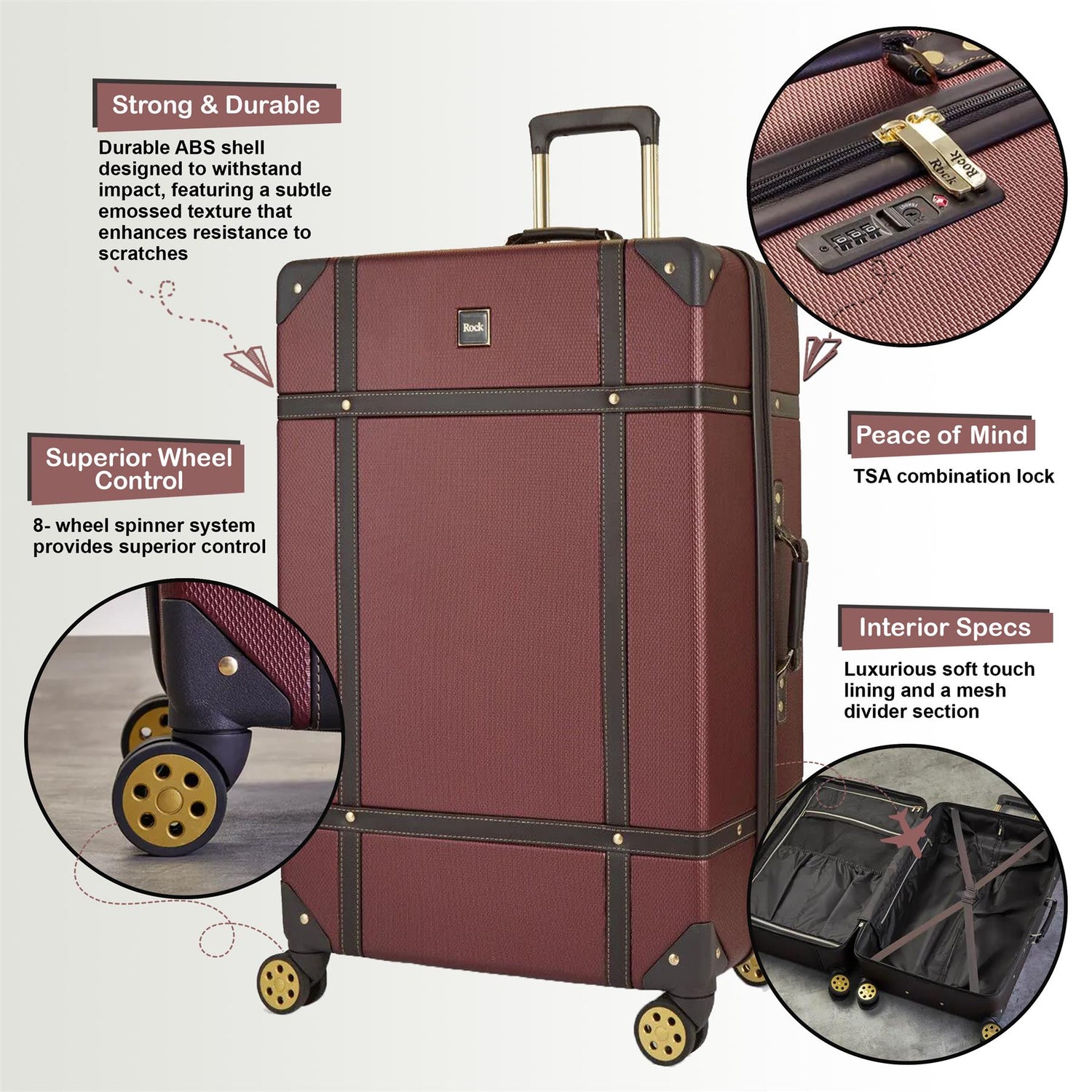 Alexandria Cabin Hard Shell Suitcase in Burgundy