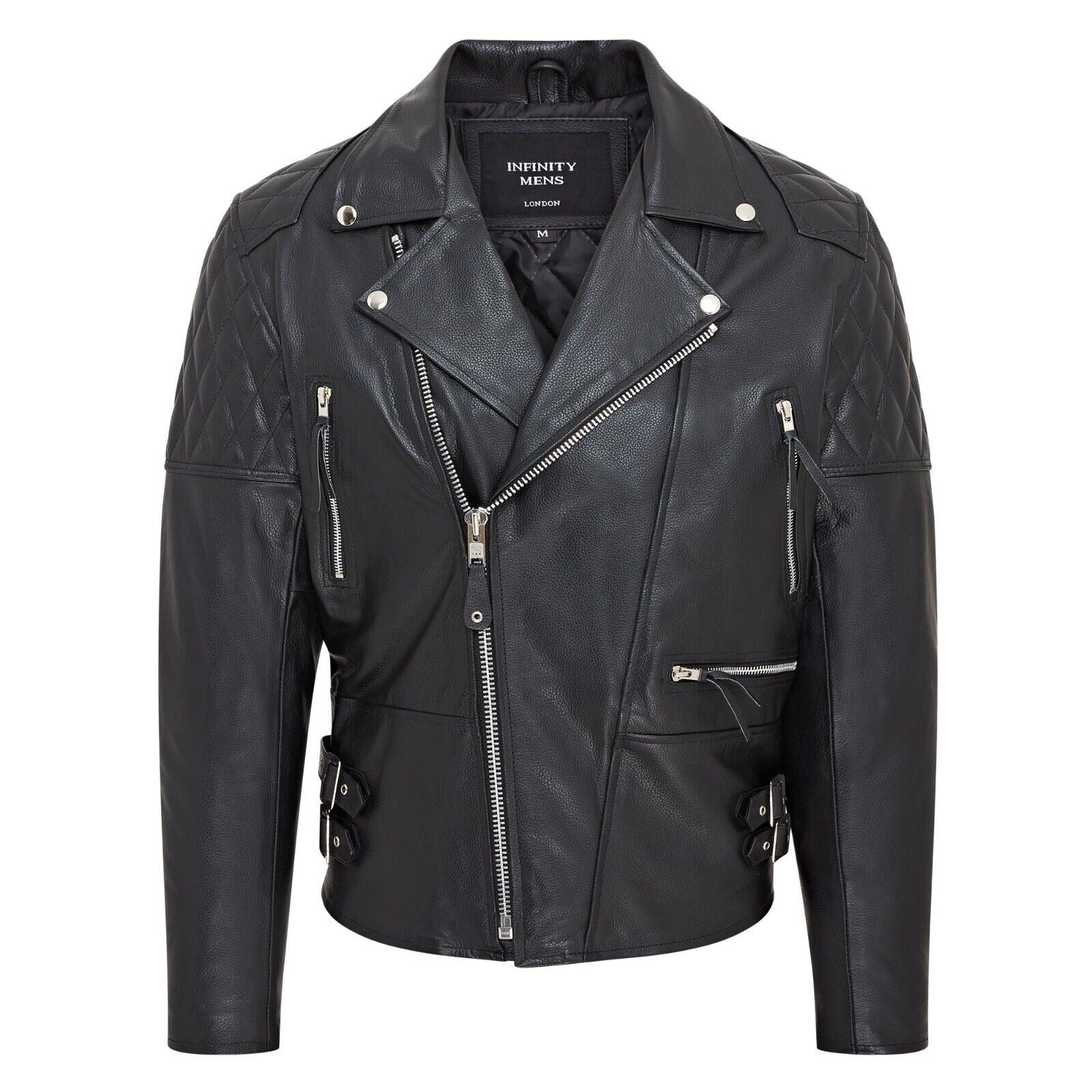 Mens Cowhide Leather Brando Biker Jacket - Tottenham