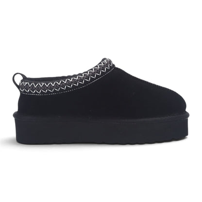 Women’s Black Genuine Sheepskin Real Fur Winter Platform Slippers - Polar