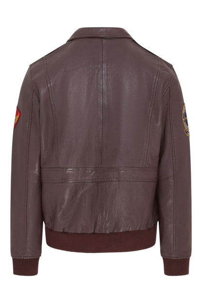 Men’s Leather Bomber G-1 Aviator Collar Jacket  - Maverick