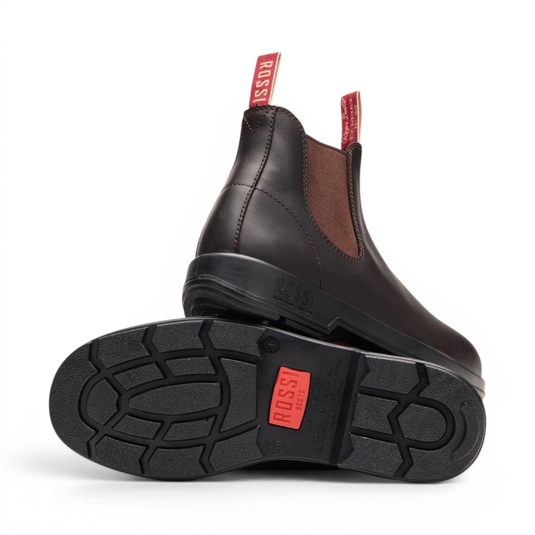 Rossi 404 Claret Brown Leather Outdoor Chelsea Boots - Spinifex