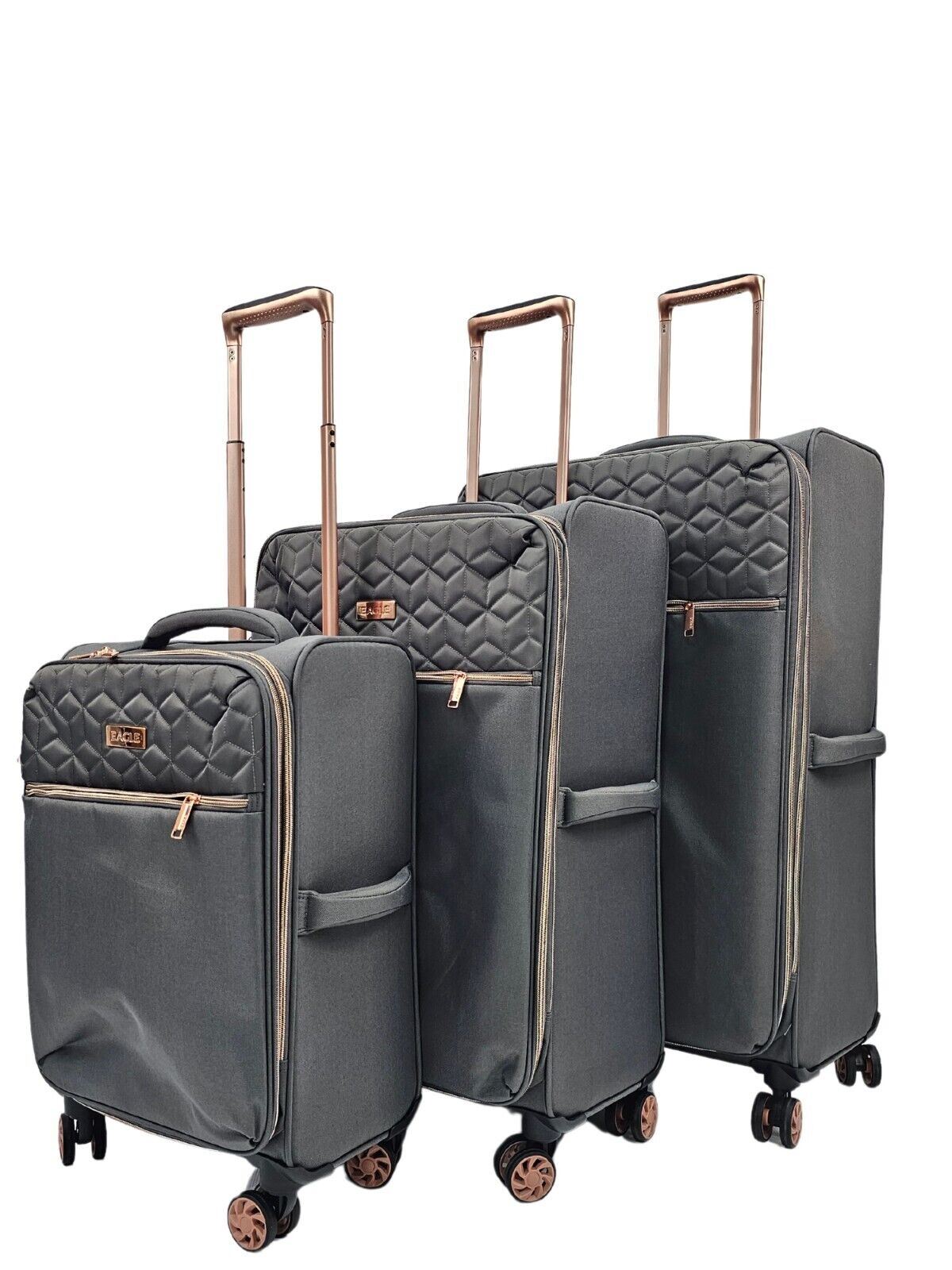 Cabin Grey Suitcases Set 4 Wheel Luggage Travel Lightweight Bags