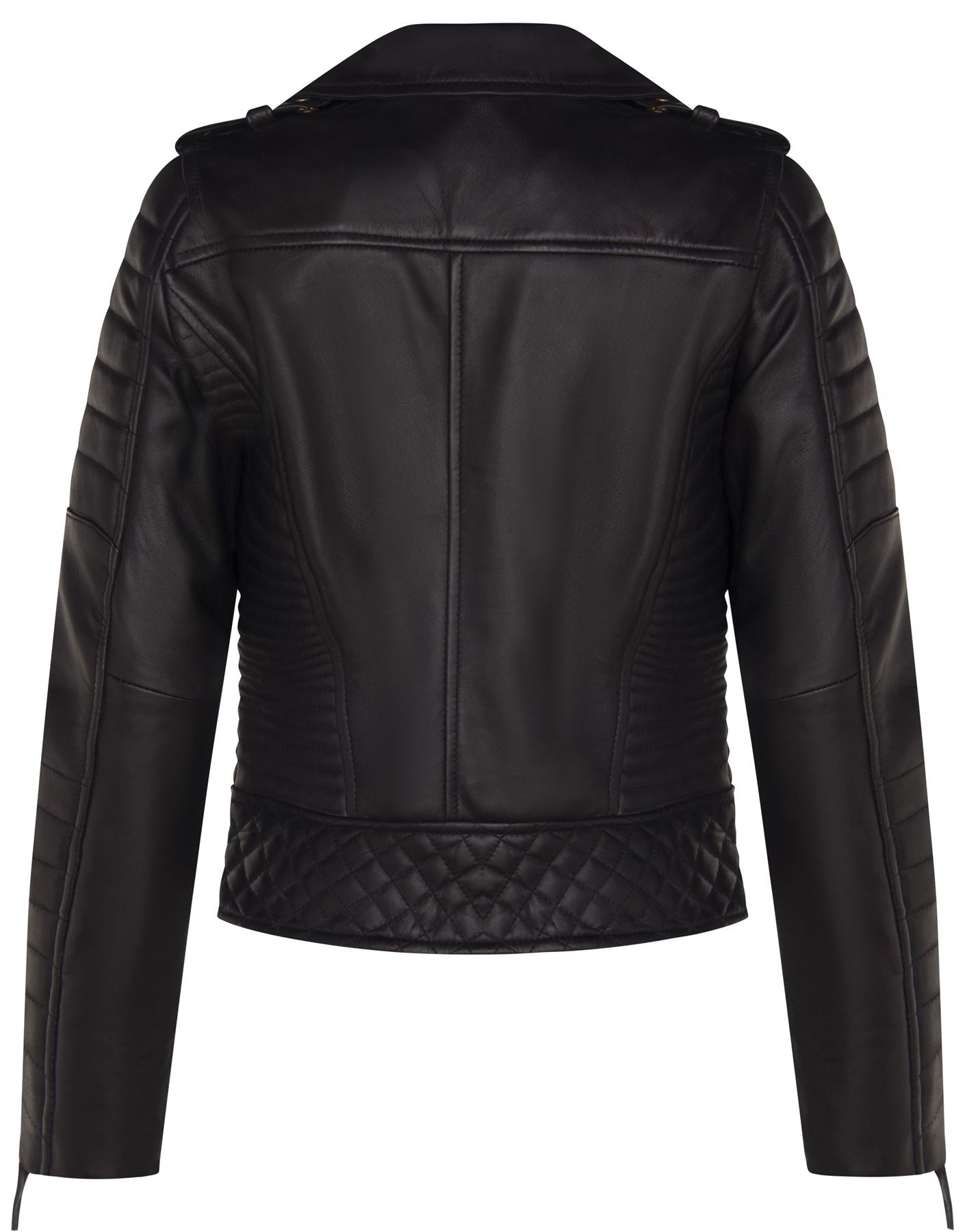 Womens Quilted Brando Leather Biker Jacket-Loftus