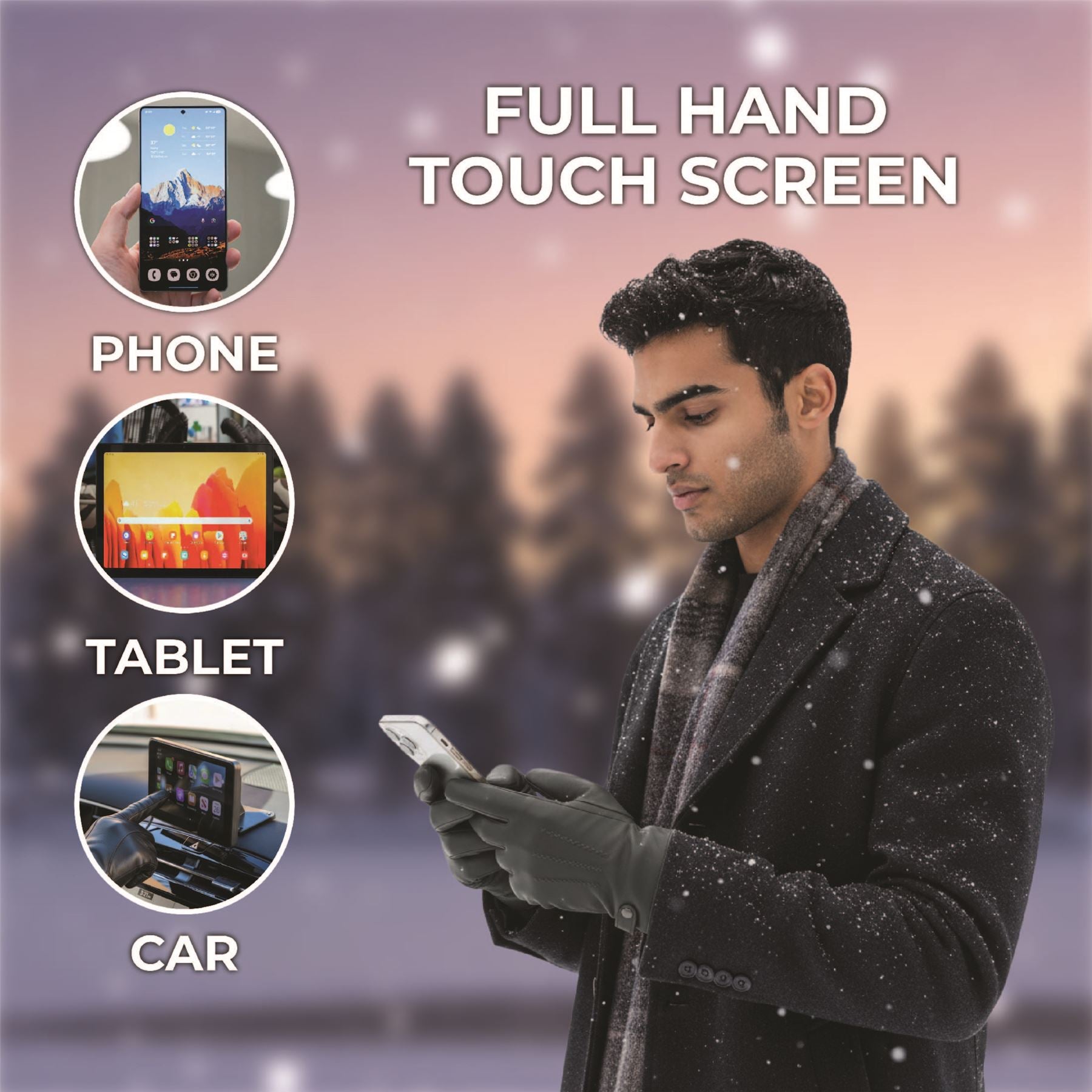 Men’s Italian Leather Warm Wool-Lined Winter Gloves - M-LGV-505