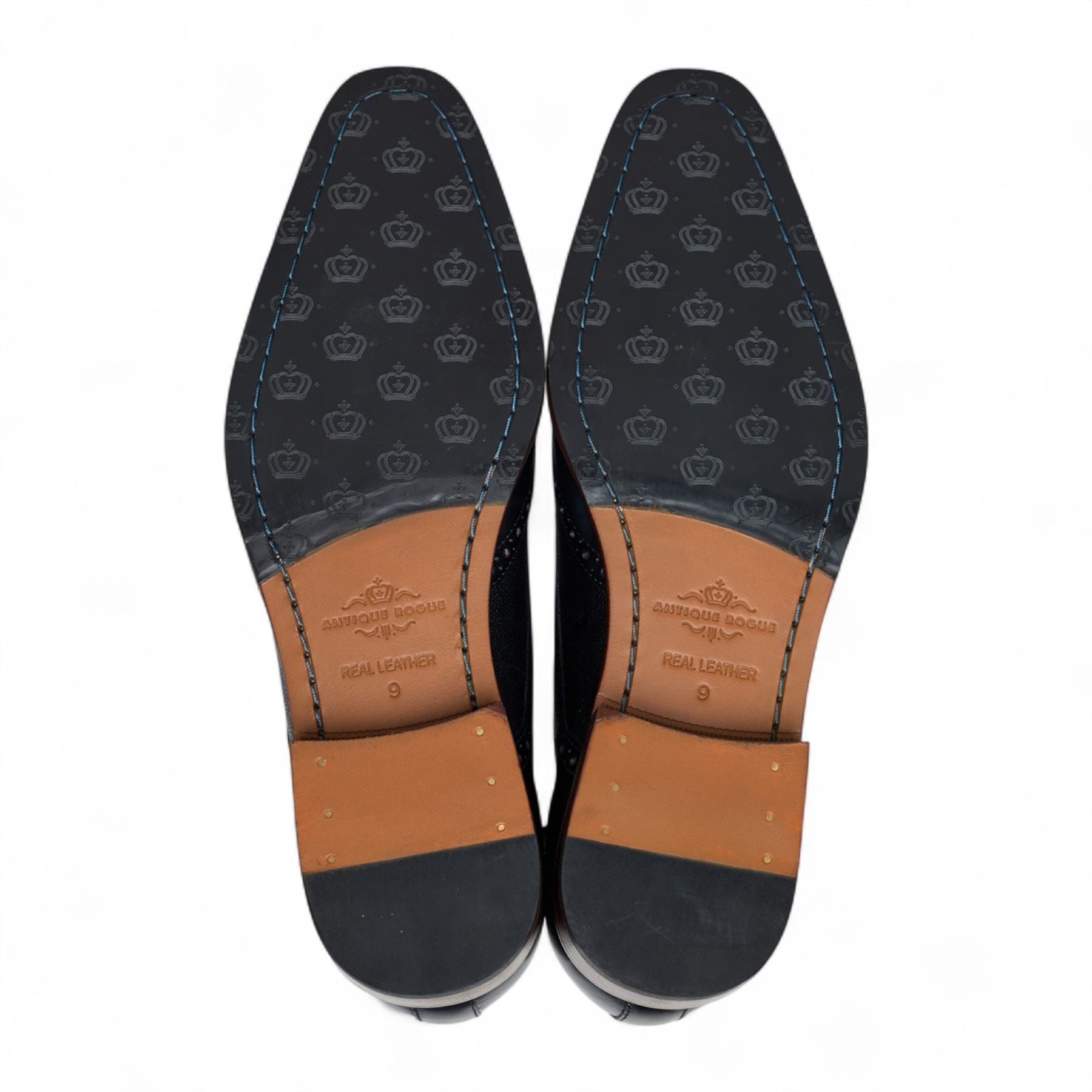Antique Rogue Men’s Black Leather Oxford Derby Brogue - Luca