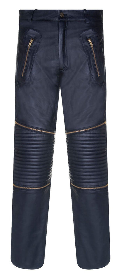 Mens Comfort Leather Zip Jeans-Harlow