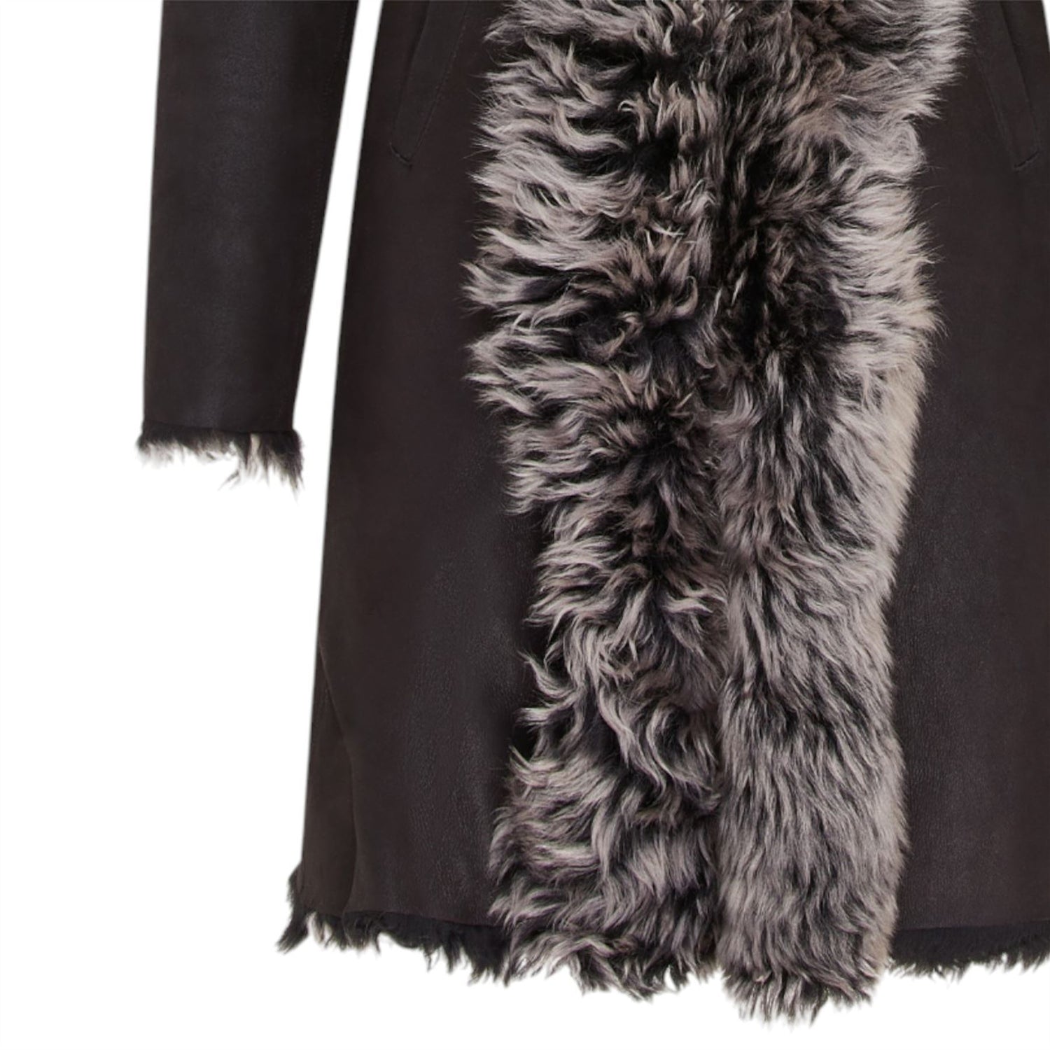 Womens Toscana Sheepskin Leather Hooded Trench Coat - Coast