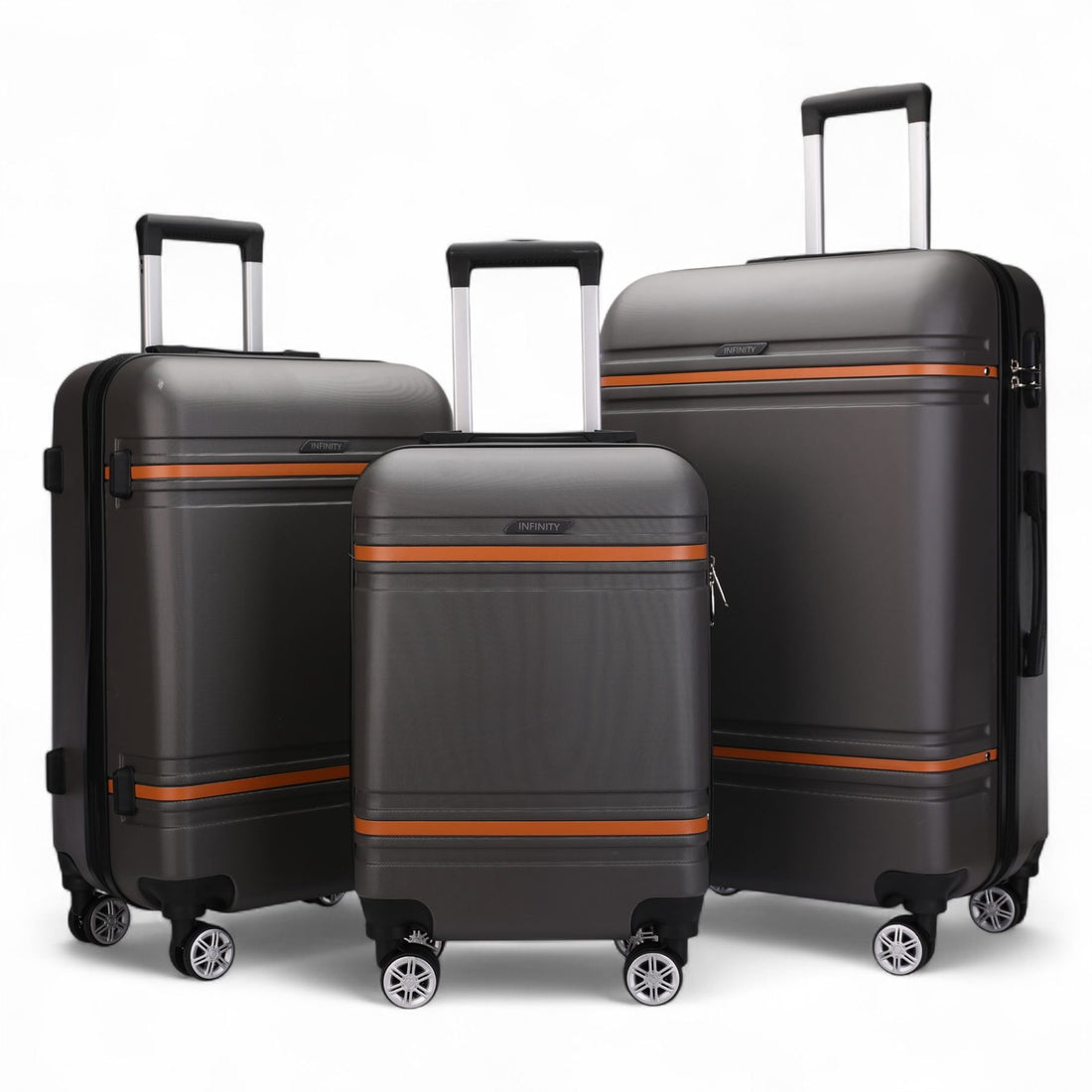 Calgary Set of 3 Hard Shell Suitcase in Charcoal Black