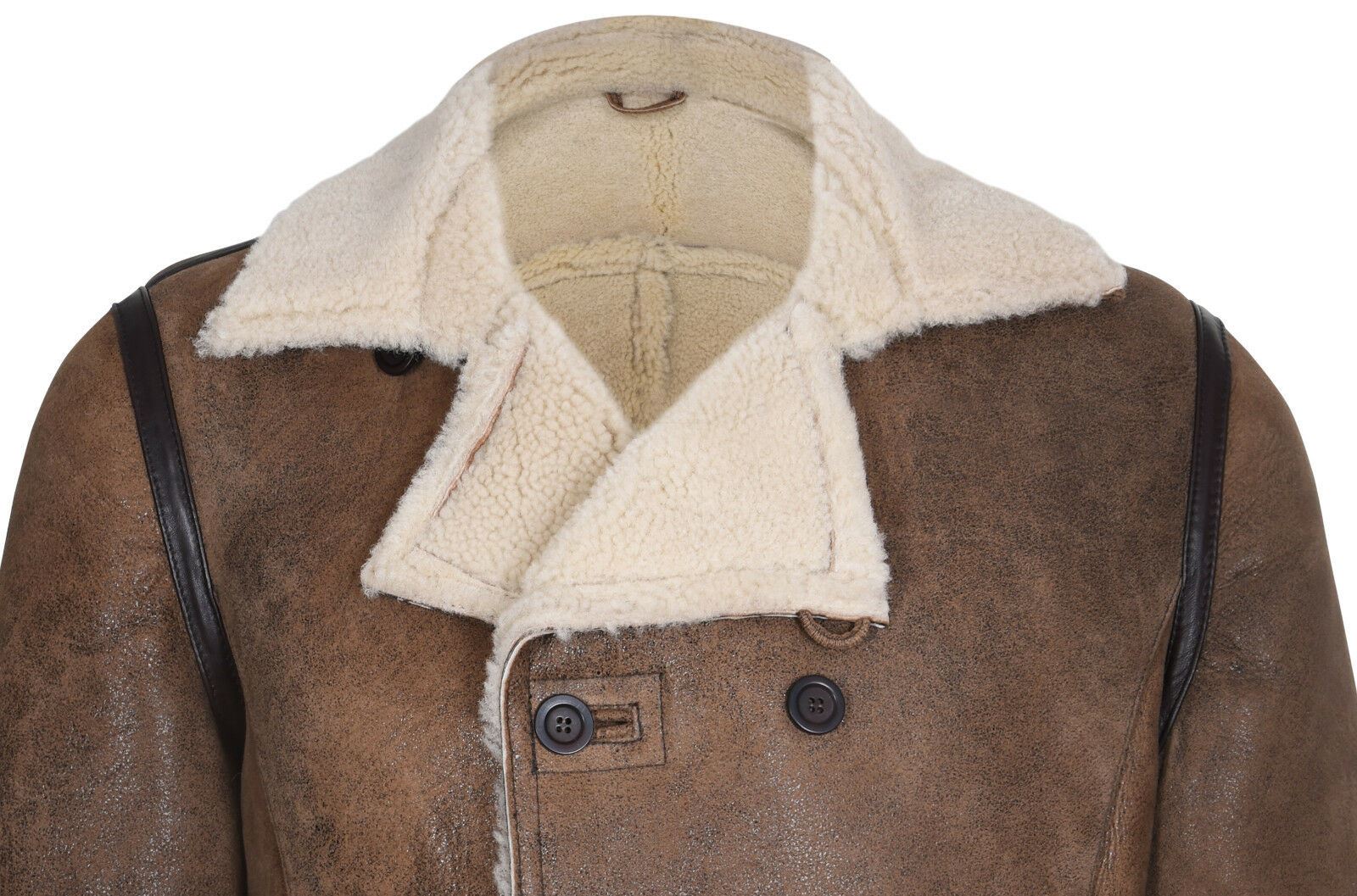 Mens Double Breasted Shearling Sheepskin Coat-Kington