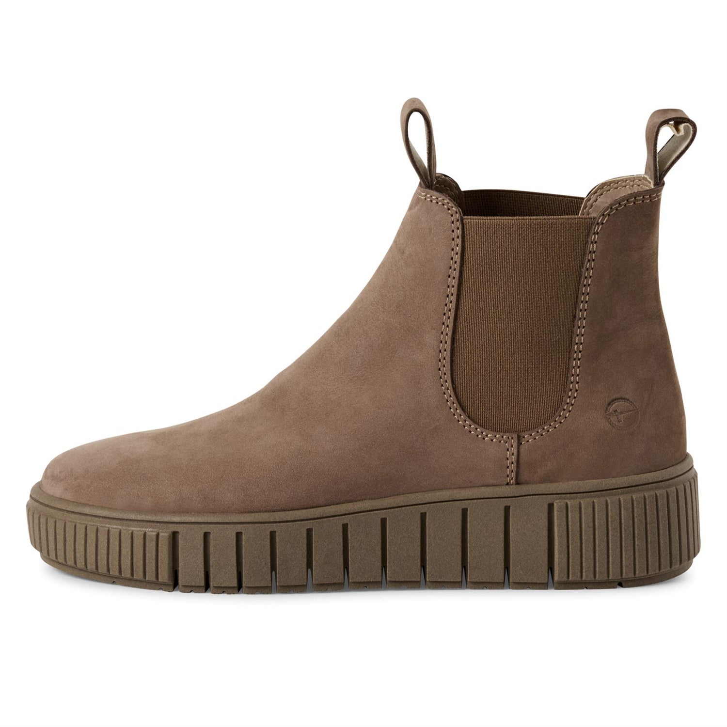 Tamaris Womens Taupe Brown Leather Chelsea Ankle Boots