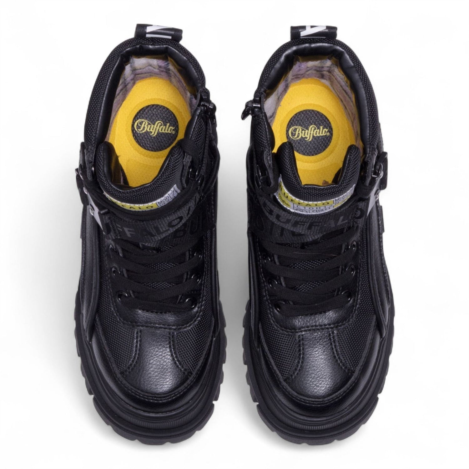 Buffalo Womens Black Chunky Platform High Ankle Combat Boots - ASPHA-COM1