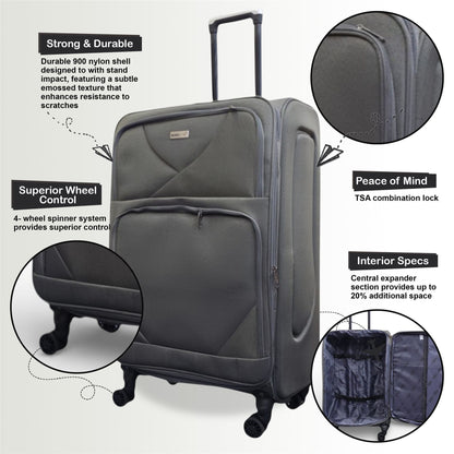 Nagoya X-Large Soft Shell Suitcase in Grey