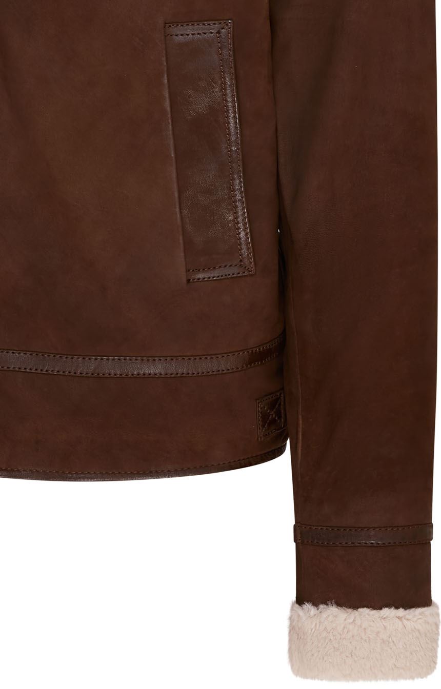 Mens Real Sheep Suede Bomber Aviator Jacket - Sandnes