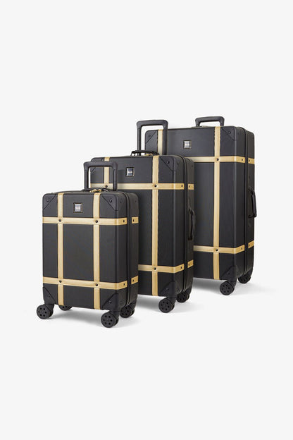 Hard Shell Black Gold Luggage Suitcase Set Trunk Cabin Travel Bags