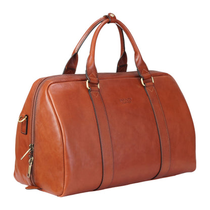 Vintage Genuine Leather Tan Holdall Duffle Gym Travel Bag - Atlas