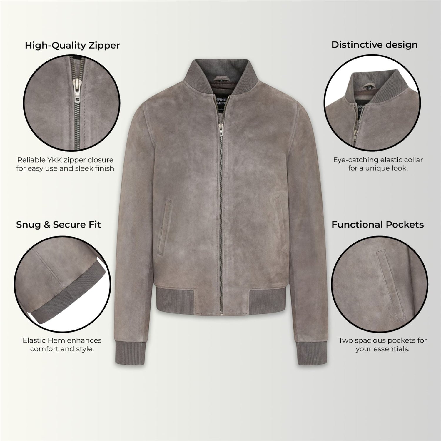 Mens Soft Goat Suede MA-1 Varsity Bomber Jacket  - Uxbridge