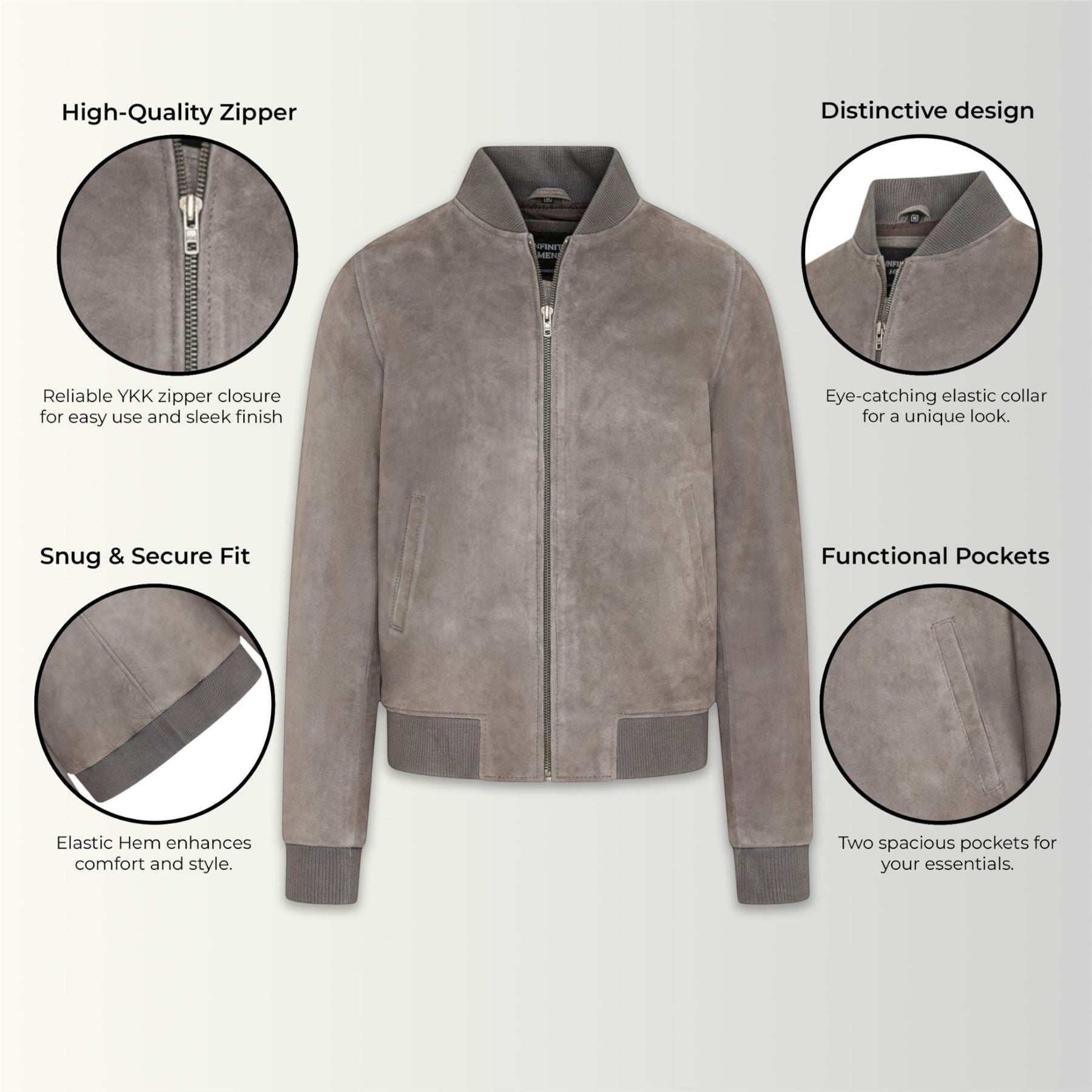 Mens Soft Goat Suede MA-1 Varsity Bomber Jacket  - Uxbridge