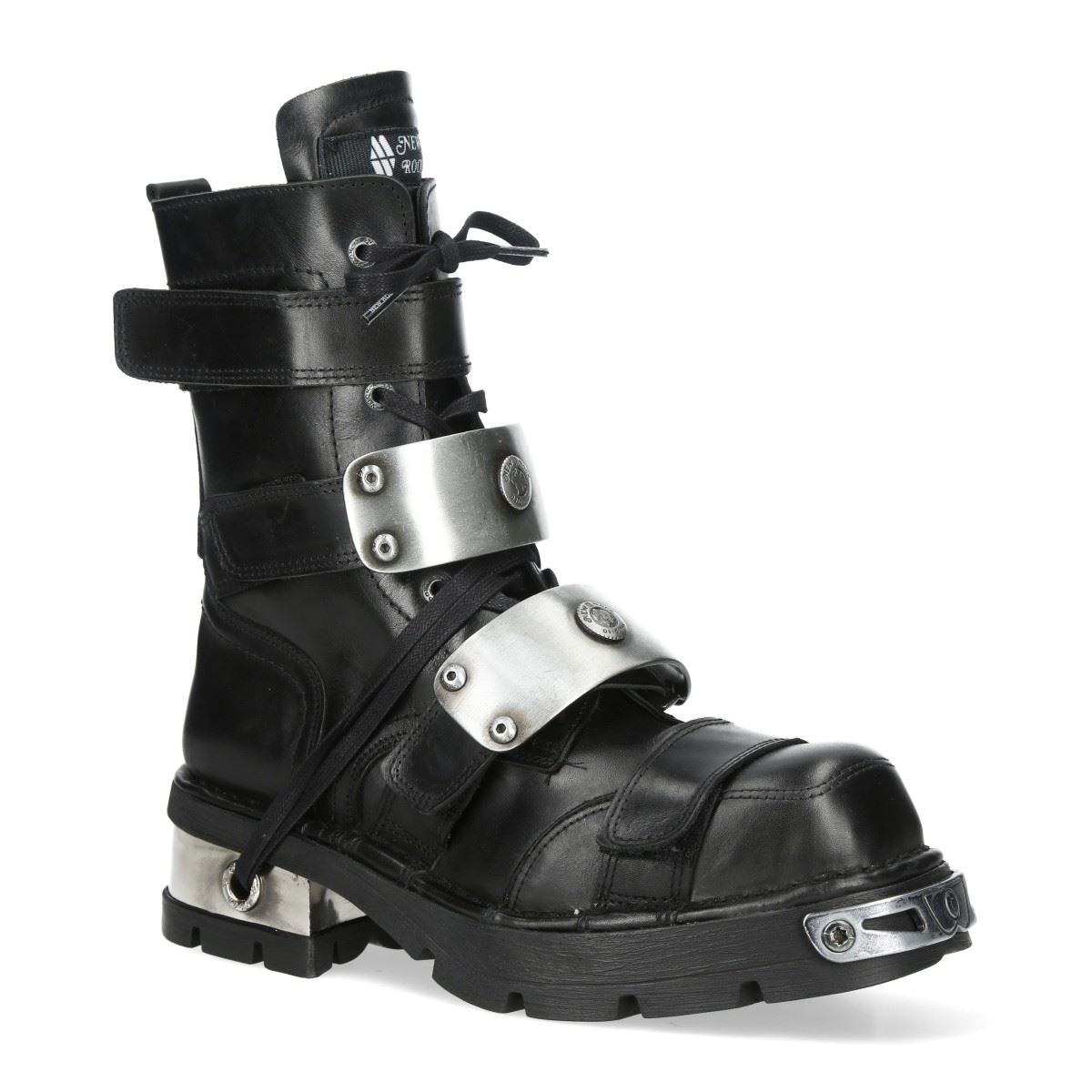 New Rock Metallic Black Leather Gothic Punk Rock High Boots - MET048-C9
