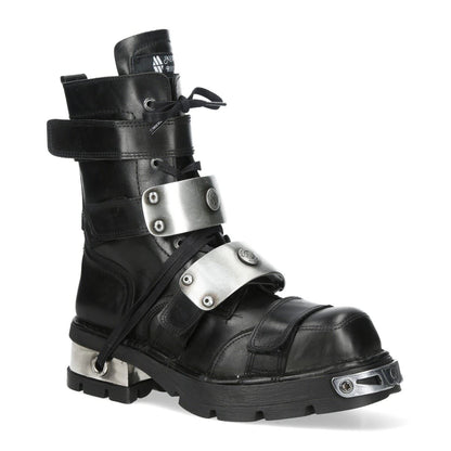 New Rock Metallic Black Leather Gothic Punk Rock High Boots - MET048-C9