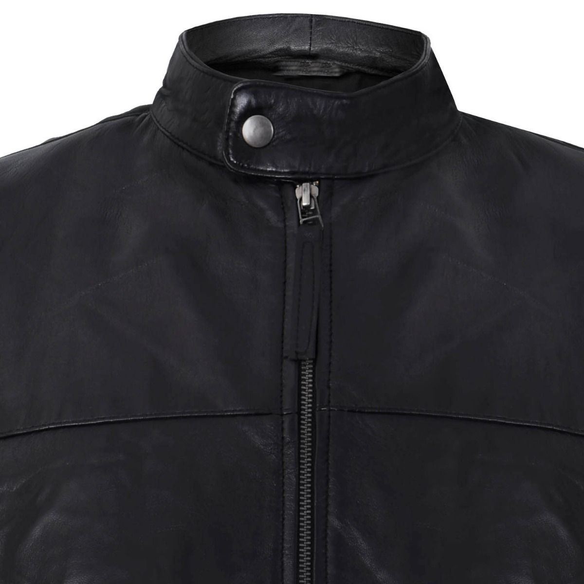 Mens Classic Retro Leather Biker Jacket-Snodland - Upperclass Fashions 