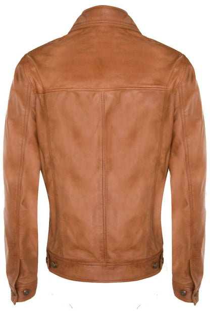 Mens Leather Trucker Jacket-Dartford