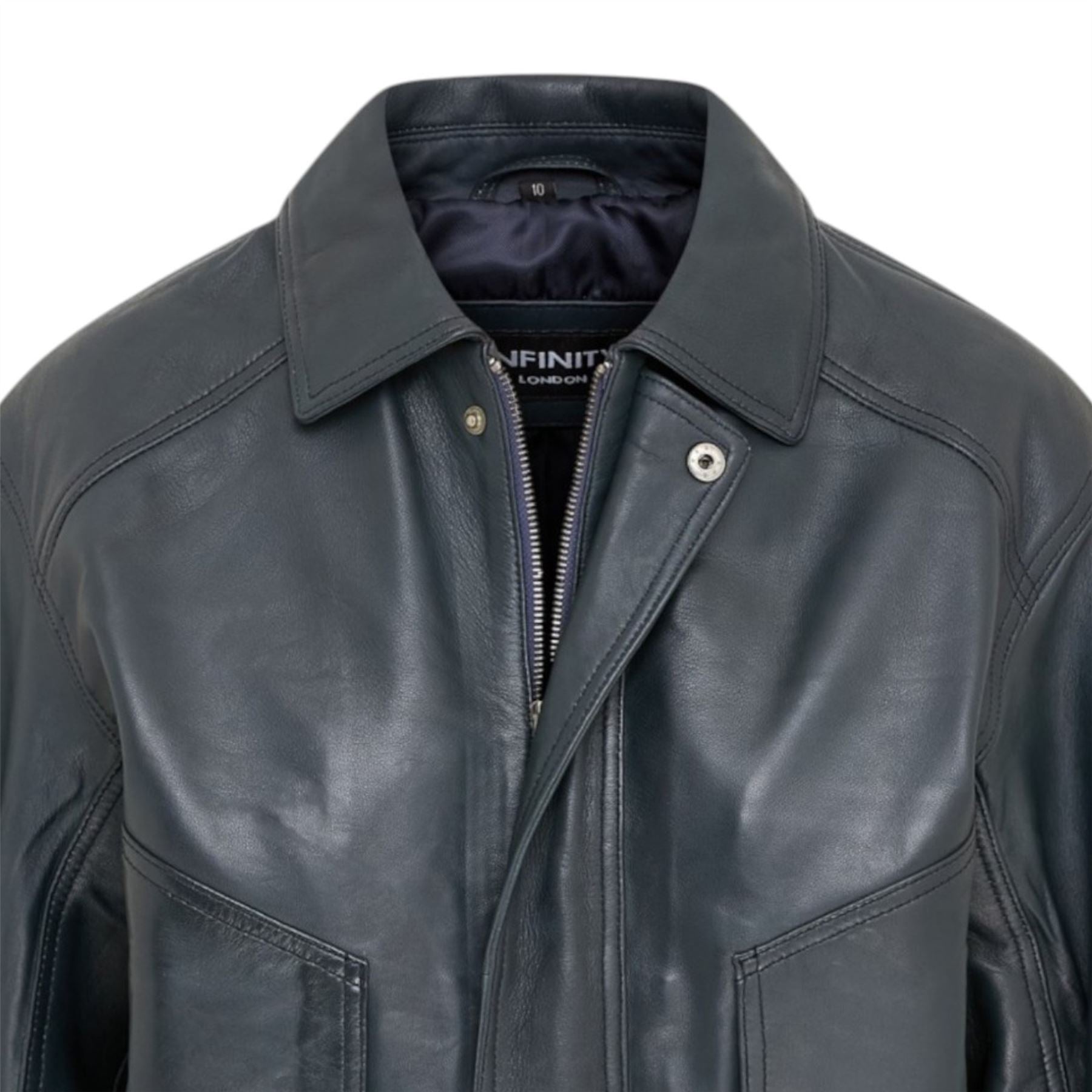 Womens Leather Biker Bomber Oversized Jacket - Blouson